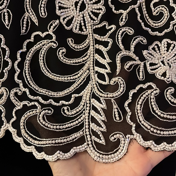 J KARA FLORAL BEADED FORMAL MAXI DRESS BLACK WHITE PLUS SIZE 16P NEW WITH TAGS - Picture 7 of 13